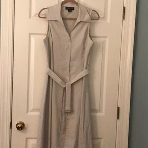 Beige sleeveless linen dress